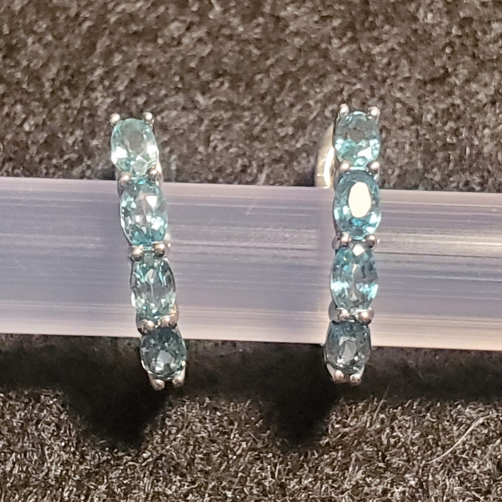 Blue Zircon Hoops